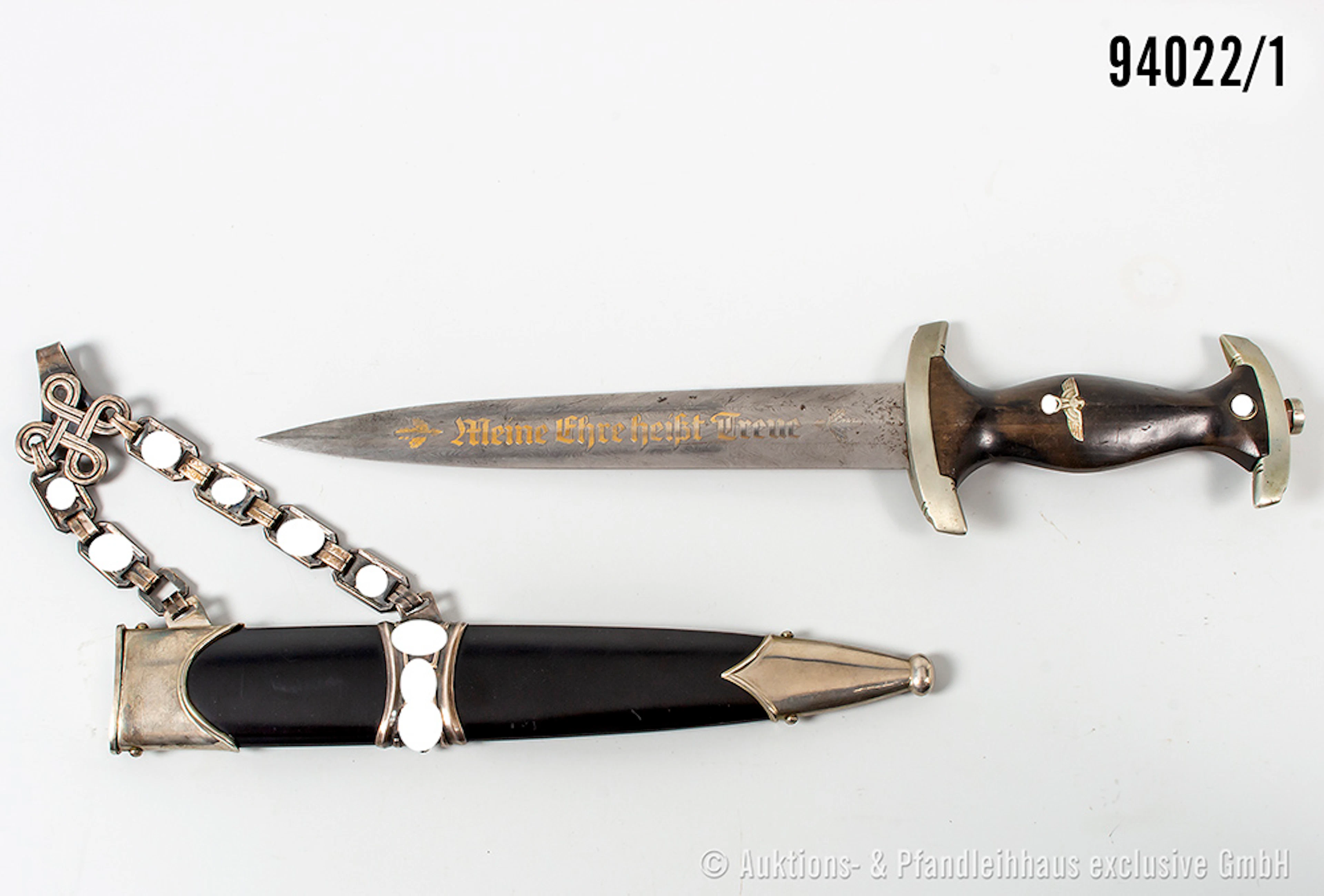 SS-Kettendolch, Hersteller "P. Müller Solingen", Klingeninschrift