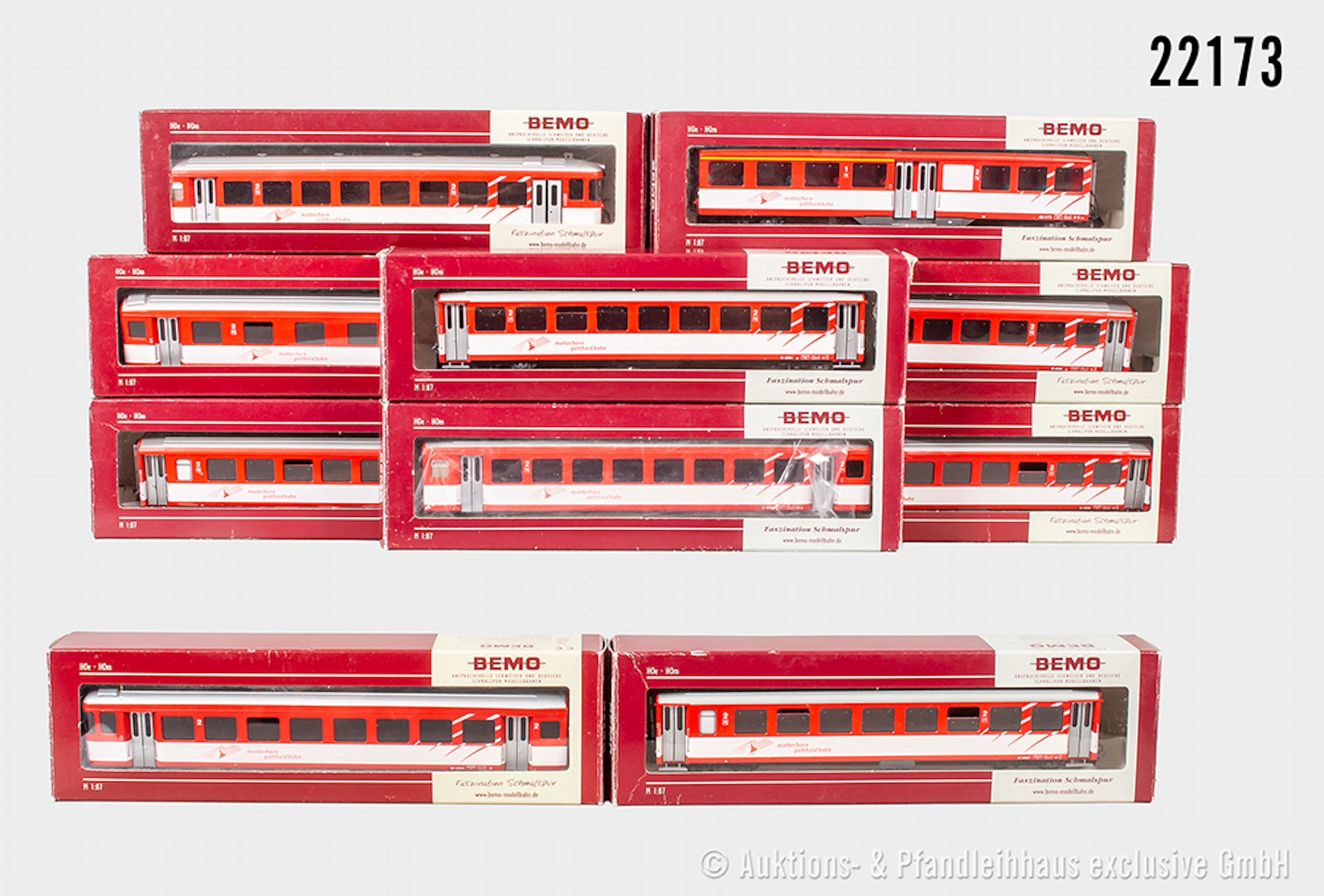 Bemo H0m: 10x Reisezugwagen, MGB, Z 1-3, OVP