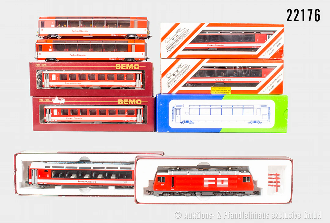 Bemo H0m Personenzug, FO: 1262 207 E-Lok, BN 107 & 8x Wagen, Z 1-3, überw. OVP