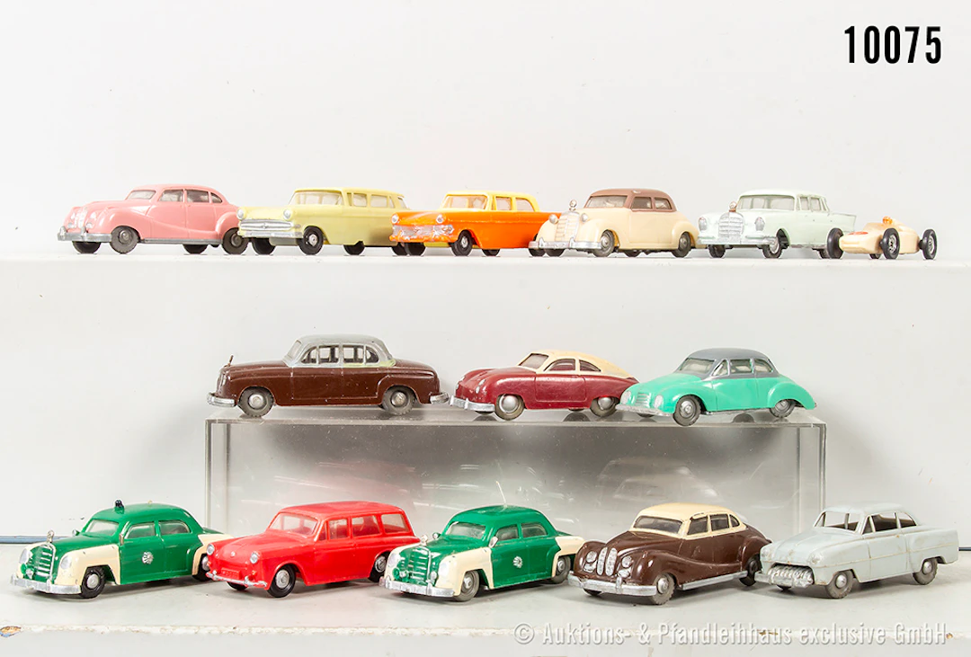 Siku Plastik Modellfahrzeuge, dabei Mercedes 180 Polizei, Opel Rekord