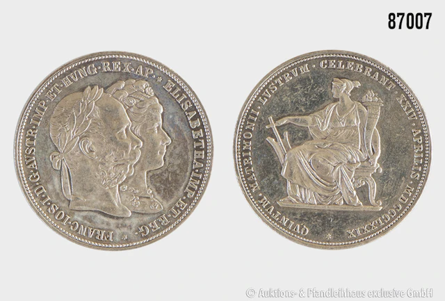 Österreich Doppelgulden Gedenkmünze 1879 anlässlich der Silberhochzeit