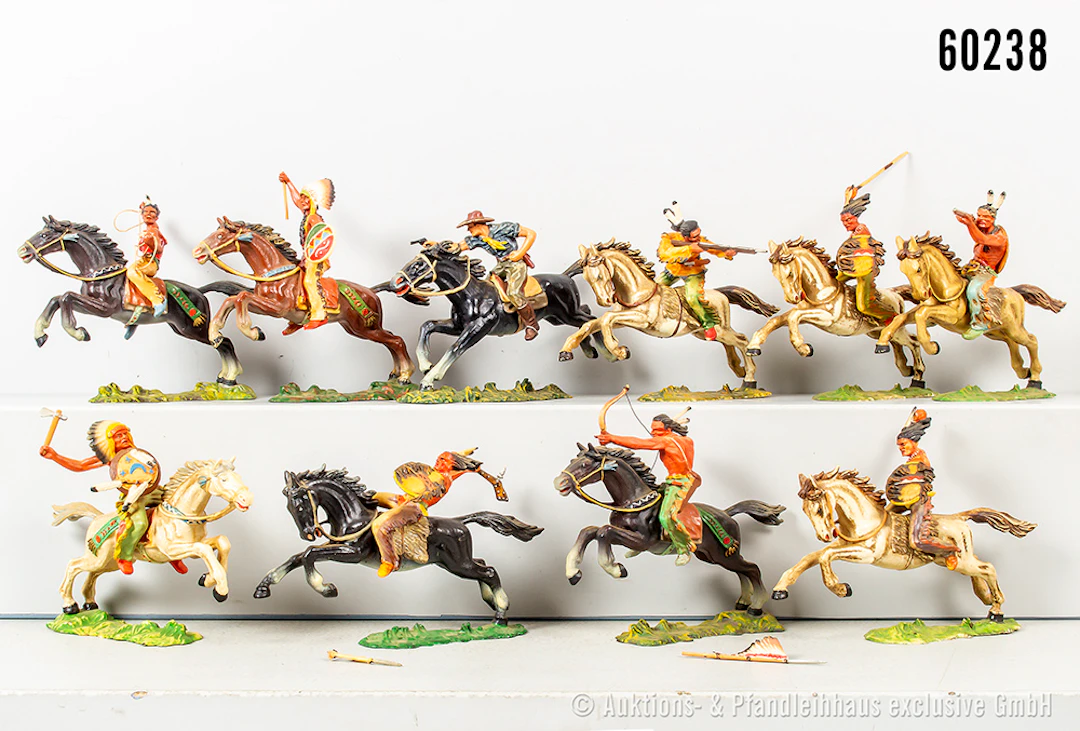 Elastolin WildWest Figuren zu Pferd, Kunststoff m, 7 cm, meist Z 1