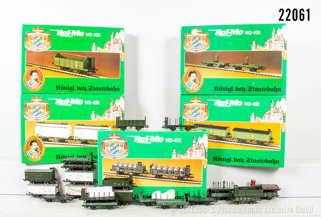 Überw. Rai-Mo H0 Güterwagen: 5x Bausätze & 21x gebaute Wagen, nicht