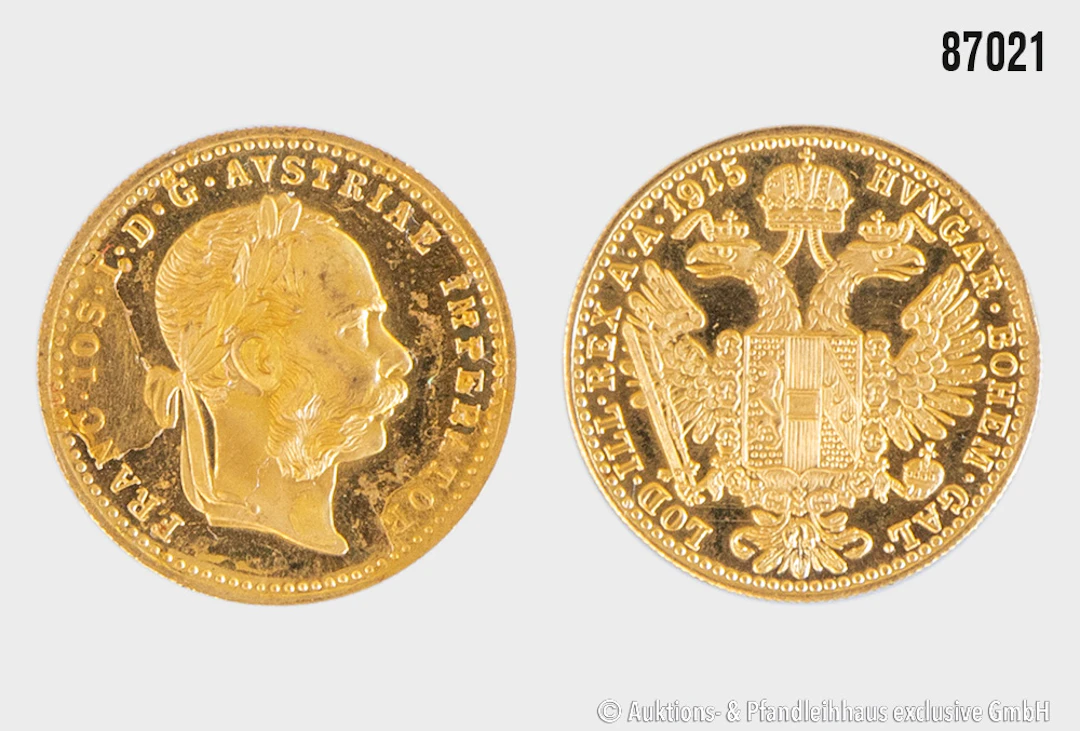 Österreich Ungarn Goldmünze, NP 1 Dukat 1915, Gold 986, ca. 3,49 g