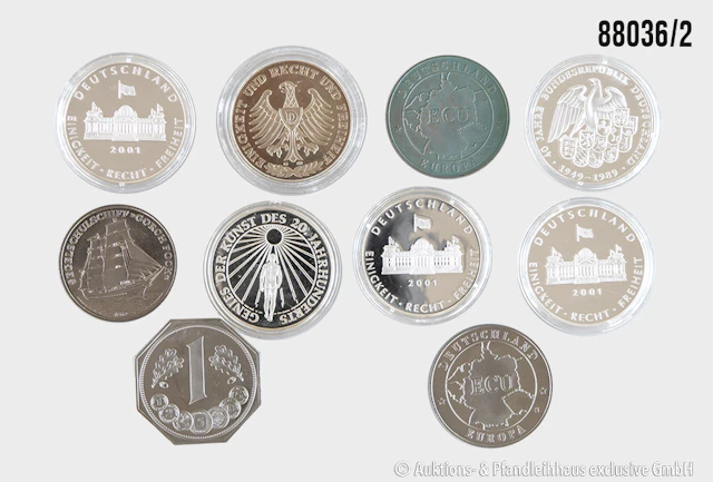 BRD Konvolut Medaillen 10 Stück, 1x Männer der ersten Stunde, 1x Karajan