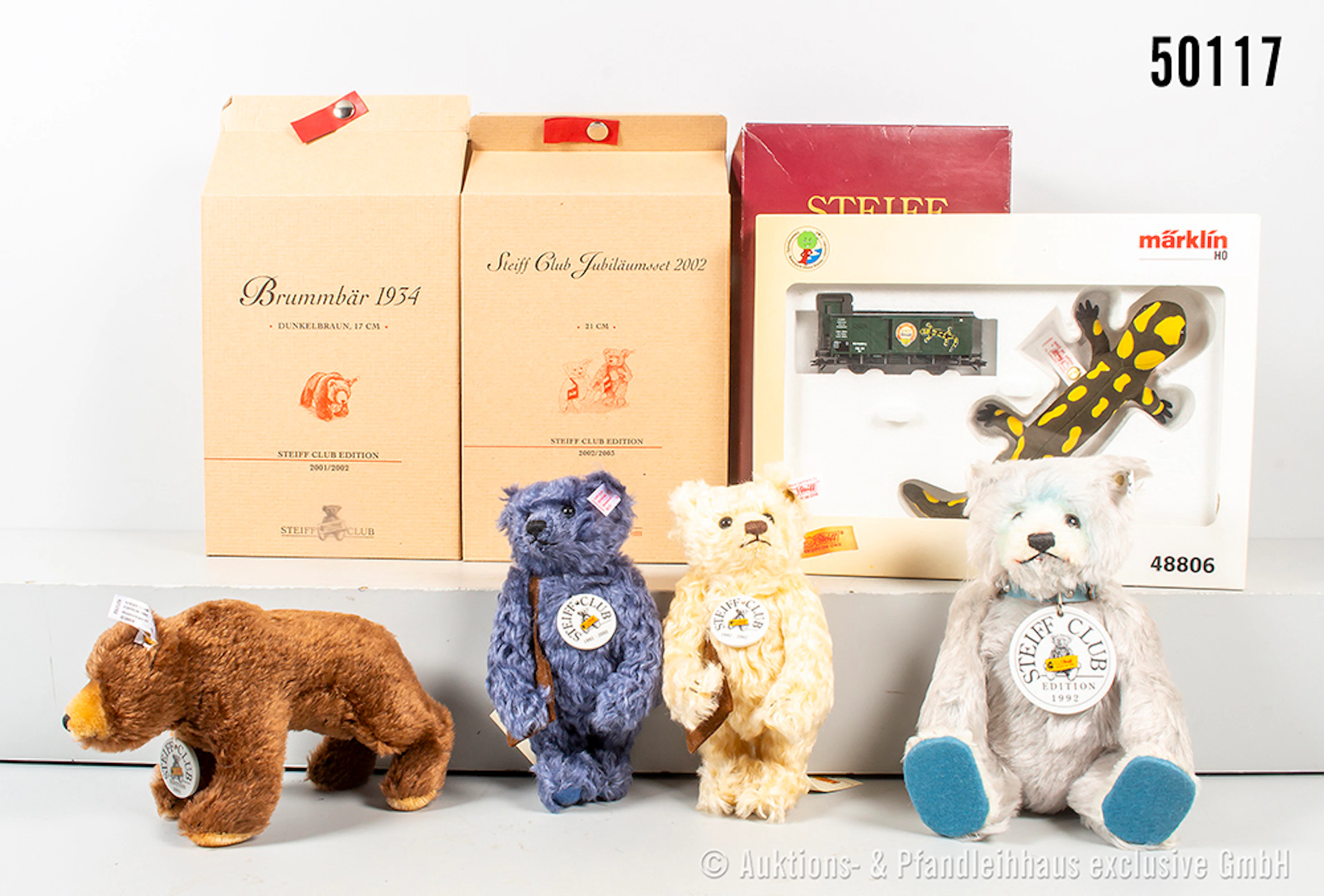 Steiff Replika Teddybären und Setpackung, Mohair/ Samt, Brummbär