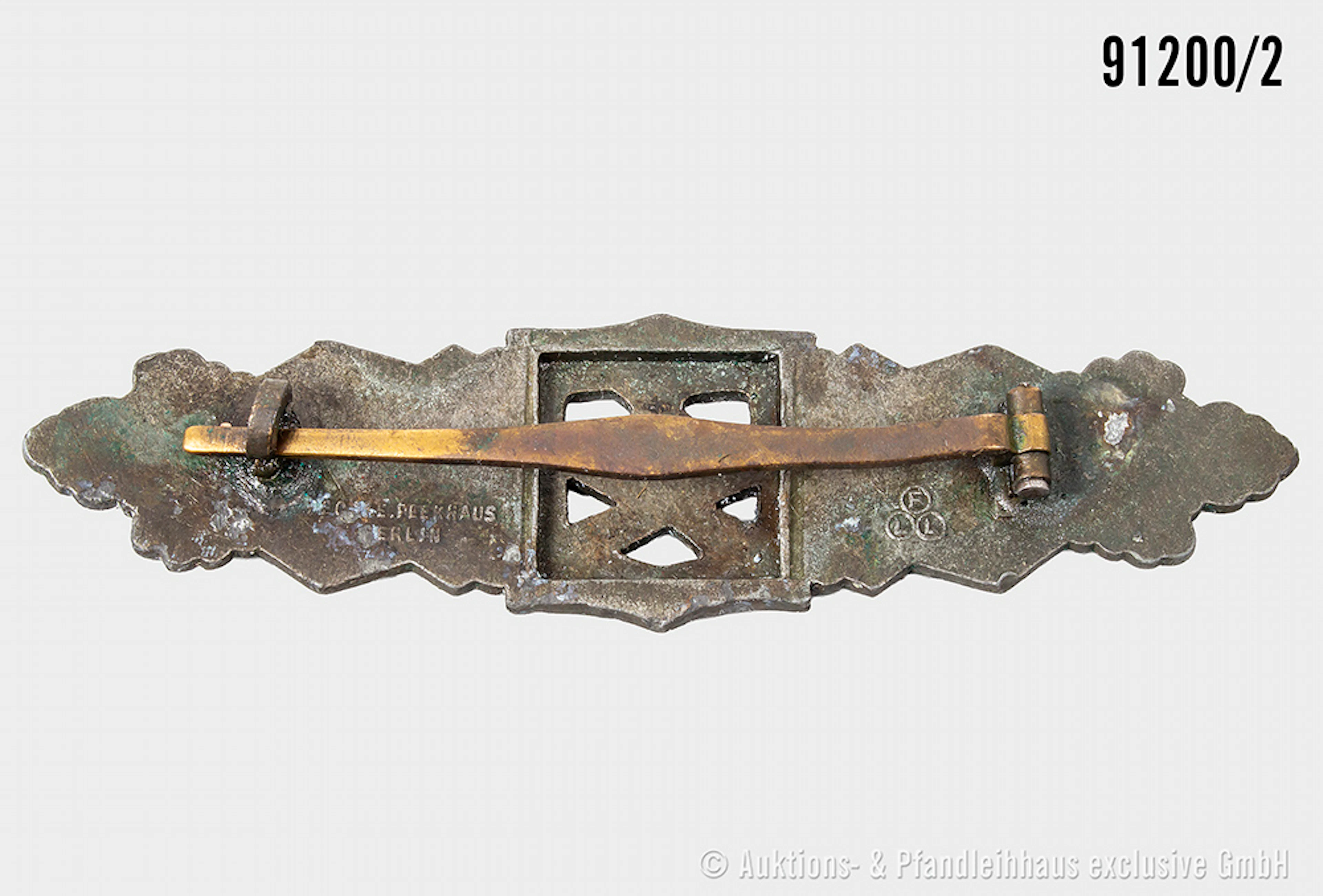 Nahkampfspange in Bronze, Zinkausf., Hersteller "FLL", Plättchen fehlt