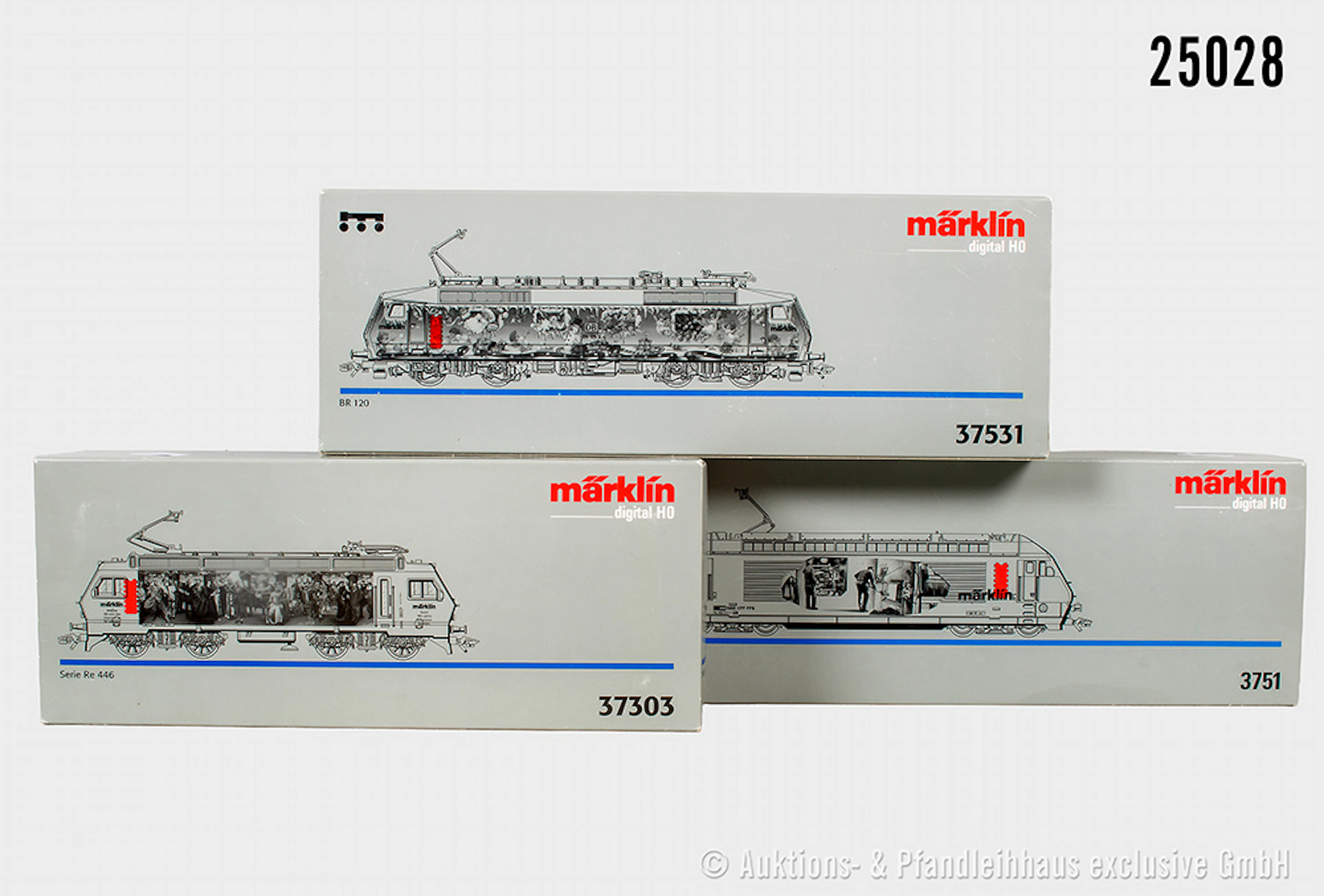 3x Märklin digital H0 E-Lok: 37531, DB, BN 120 129-2 & 3751, SBB