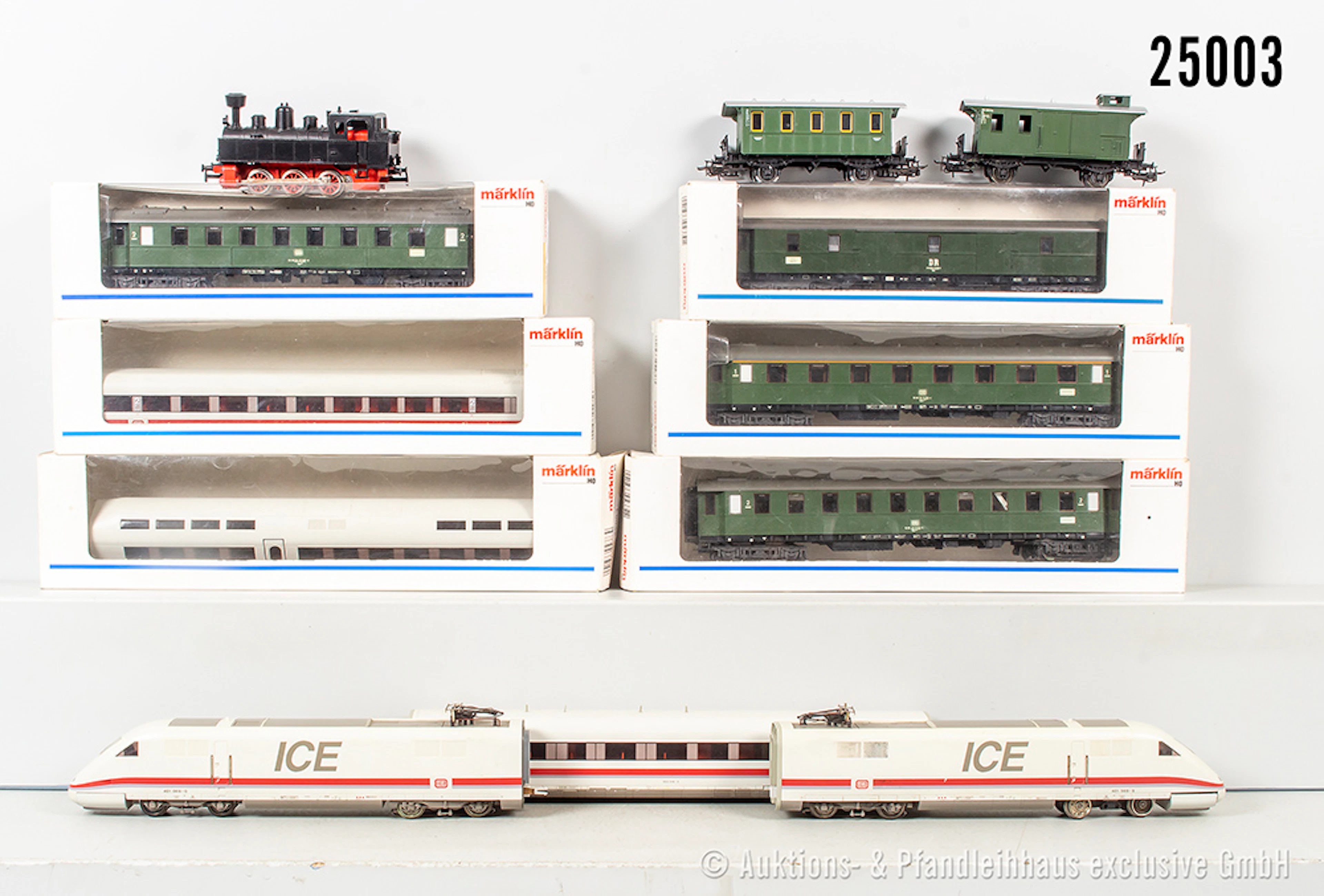 Märklin H0: 5 tlg. ICE 1, DB & Dampflok, BR 89 & 8 Reisezugwagen