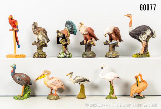 Federtiere, u.a. Papagei, Strauß, Weißkopfseeadler, Pelikan, Masse