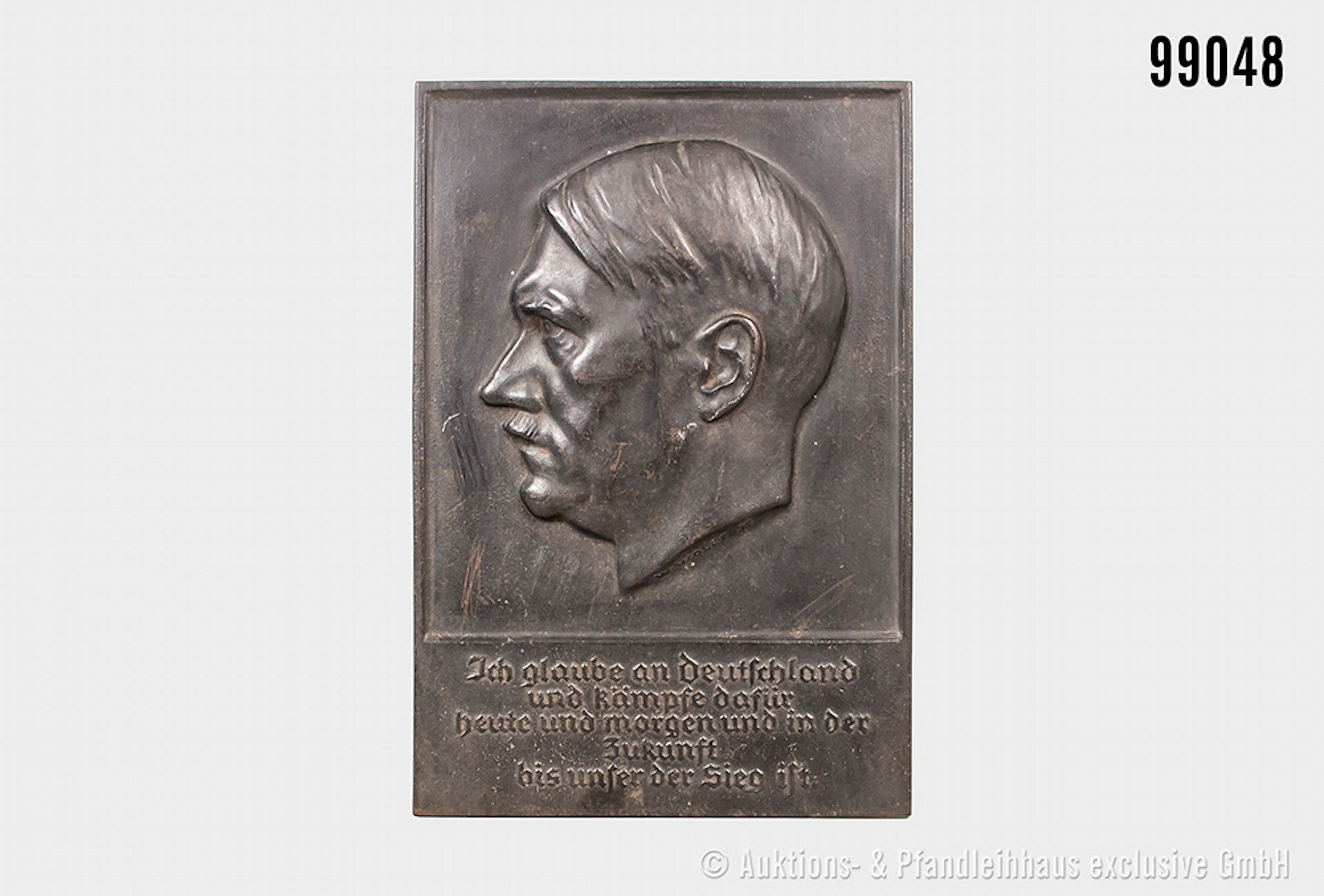 geschwärztes Eisenrelief 3. Reich, Künstlersignatur "W. Wolff 33"
