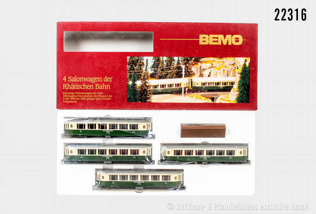 Bemo H0m: 7272 134 4-tlg. Salonwagen-Set ?RhB?, Z 1, OVP