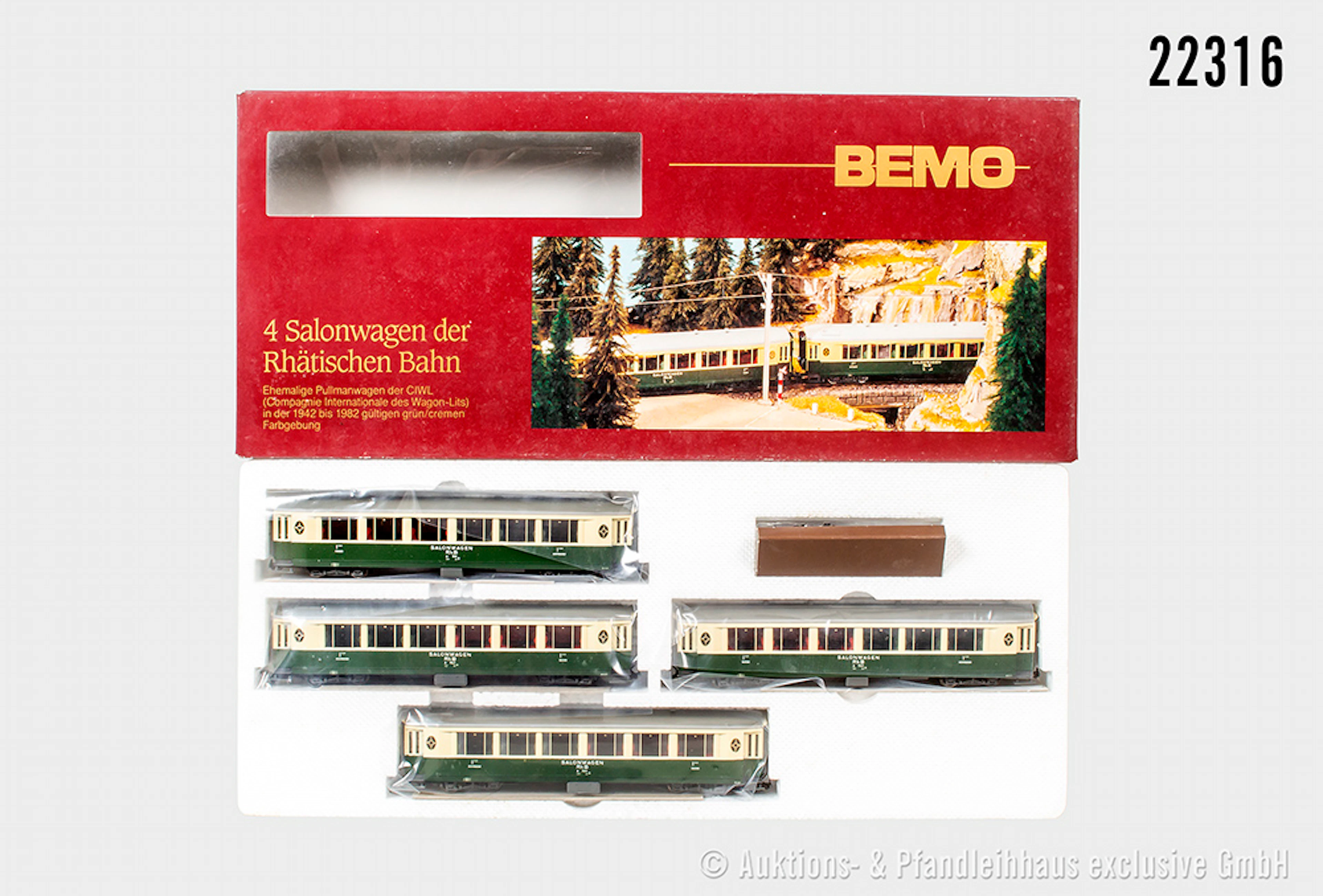 Bemo H0m: 7272 134 4-tlg. Salonwagen-Set ?RhB?, Z 1, OVP