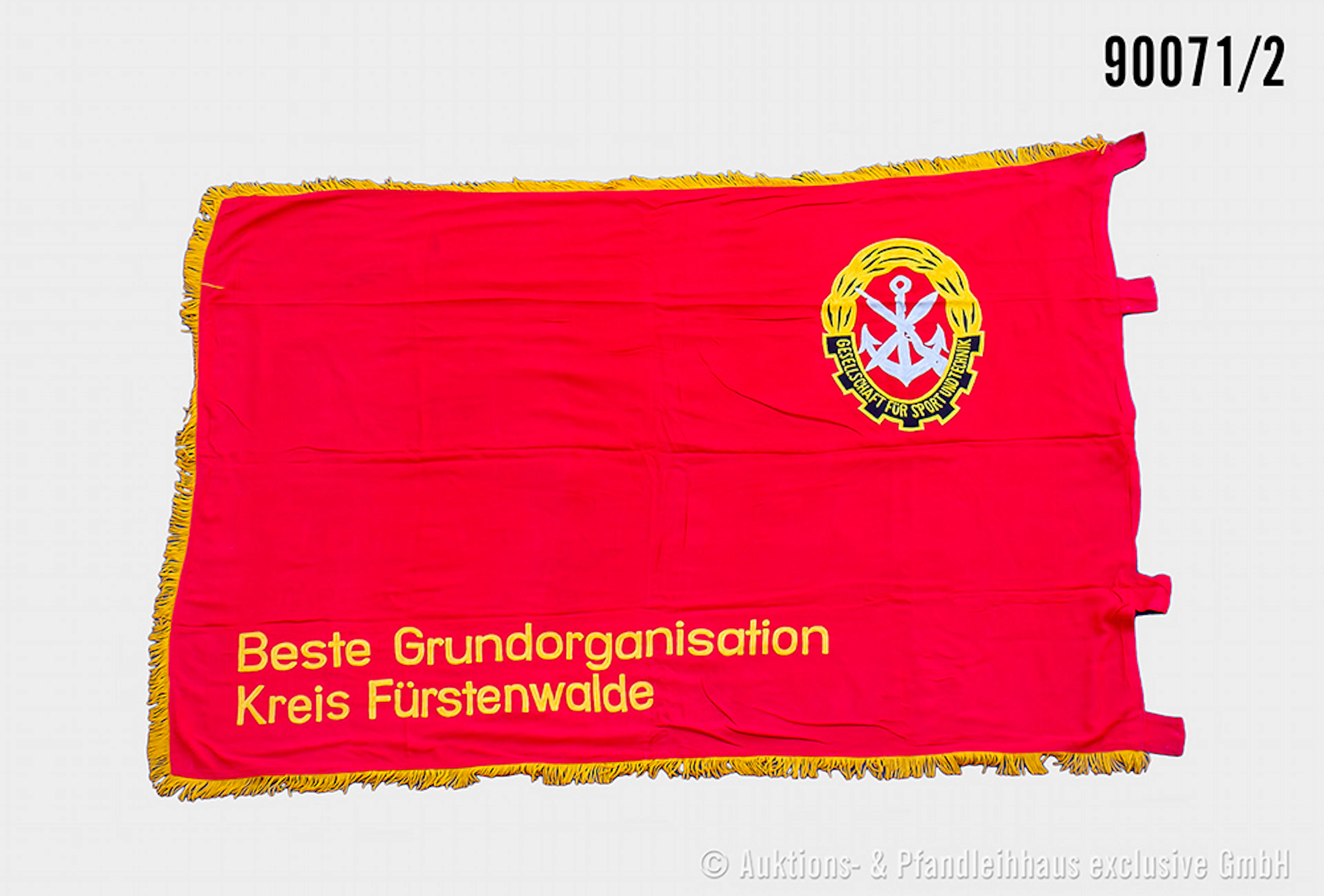DDR Fahne GST mit Fransen, beidseitig bestickt "Ehrenfahne Zentralvorstand