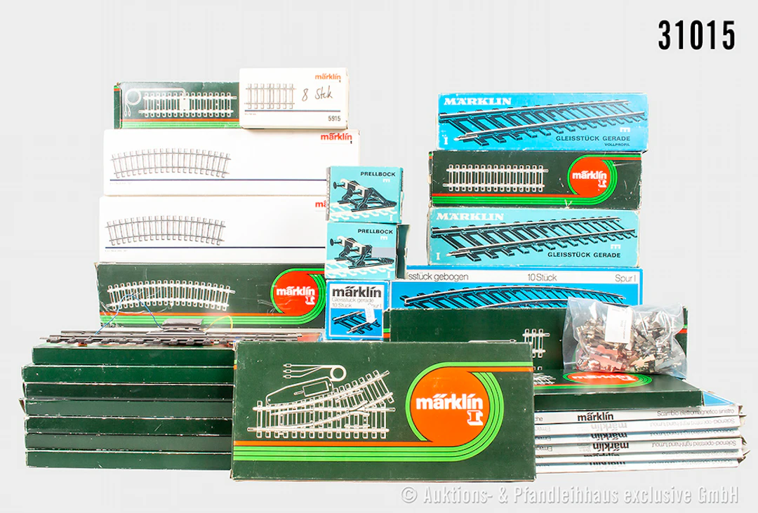 Märklin Spur 1: 32 gebogene und gerade Gleise, 2 Prellböcke, 1x Anschlussschiene