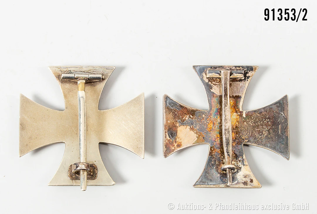 Konv. 2 beschädigte EK 1 1914, 1 x korrodierter Eisenkern und 1 x
