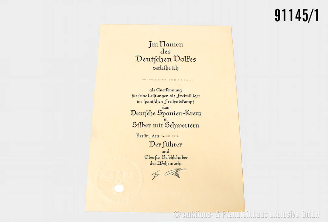 aus dem Nachlass eines Obergefreiten der Legion Condor, Spanienkreuz