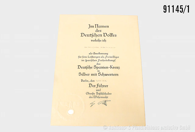 aus dem Nachlass eines Obergefreiten der Legion Condor, Spanienkreuz