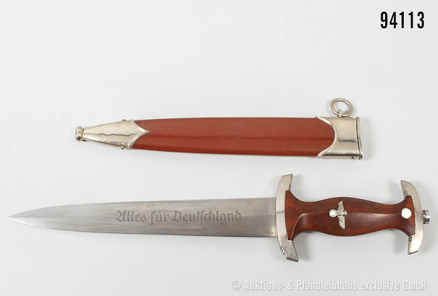 SA-Dienstdolch, Hersteller "RZM M 7/27", Klingeninschrift "Alles für