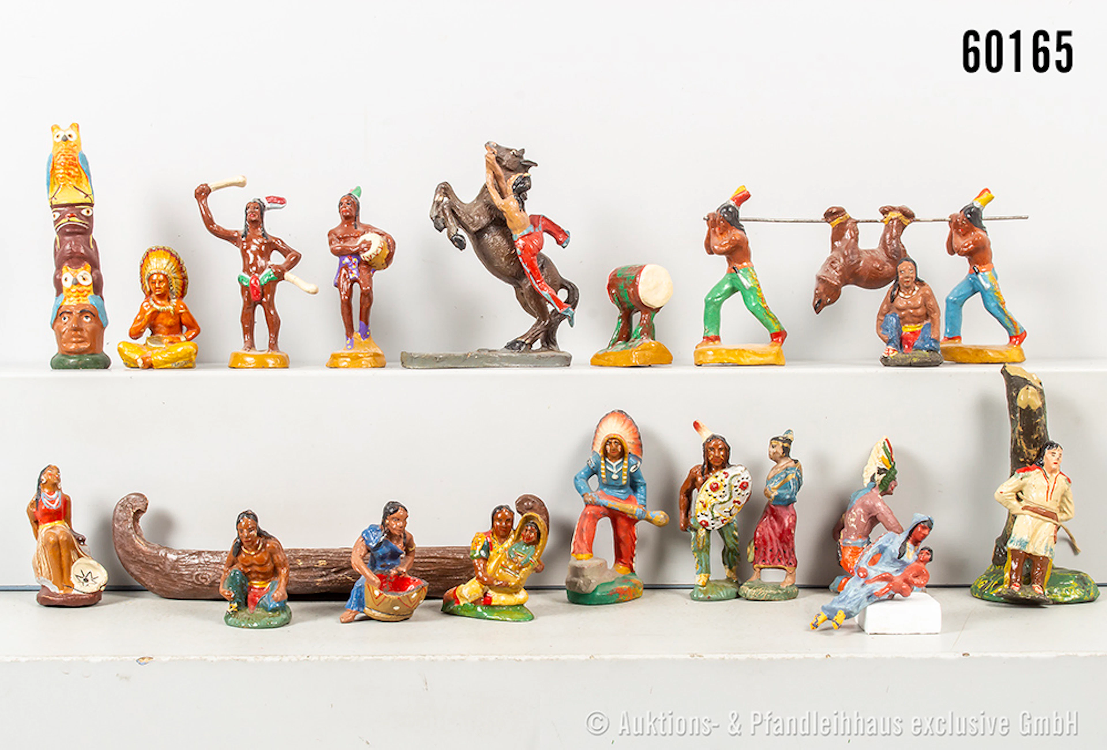 Indianer und Zubehör, Masse, 7 cm, verschiedene Hersteller, meist Z 0-1