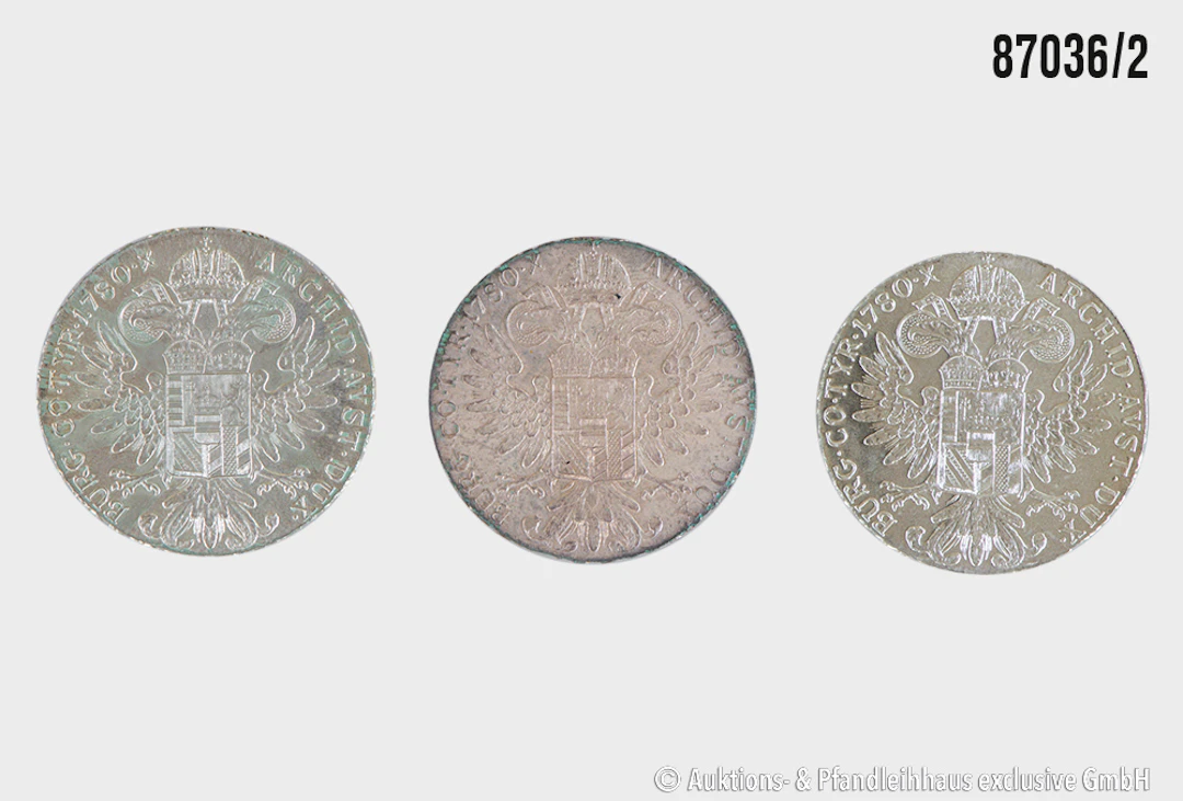 Österreich 3x NP Maria Teresia Taler, Silber 833, jeweils ca. 28 g, Zust. ss-vz