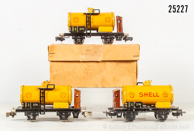 3x Märklin H0, 374 S Kesselwagen "Shell": 1x Doppelpack Typ 3, Typ