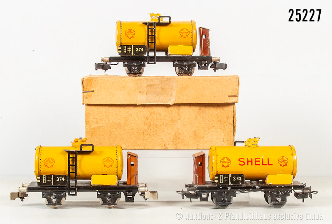 3x Märklin H0, 374 S Kesselwagen "Shell": 1x Doppelpack Typ 3, Typ