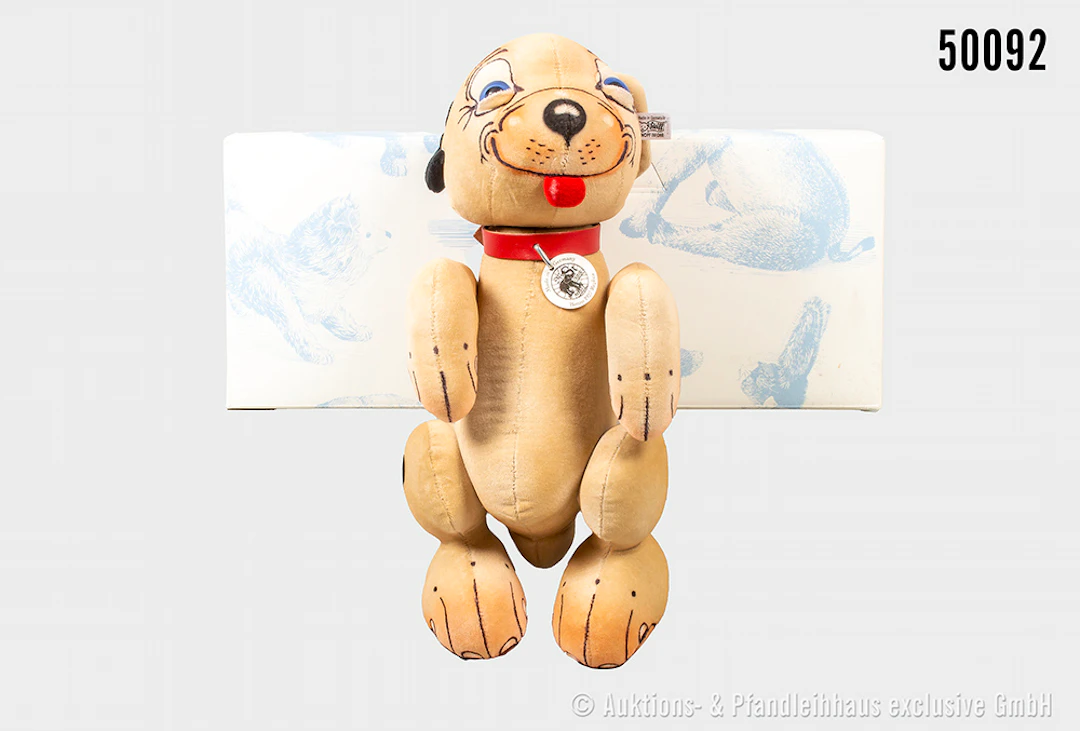 Steiff Replika Hund Bonzo, KFS, Nr. 402074, Samt, Z 0, Zertifikat, OVP