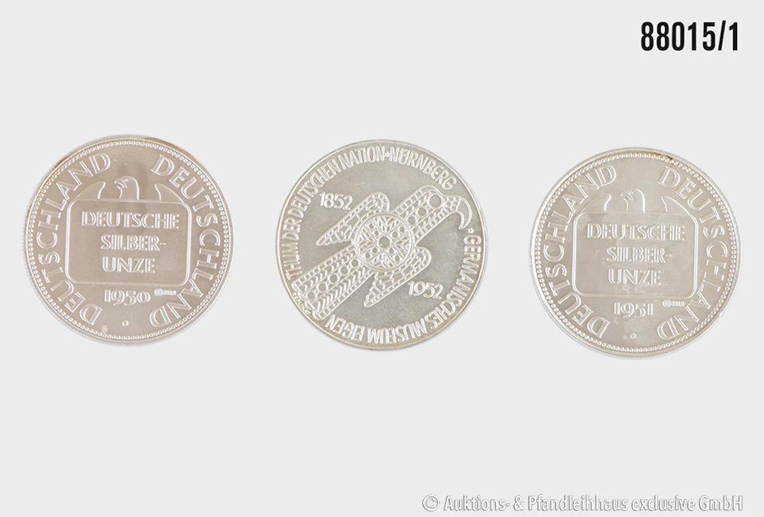 Konvolut Silbermedaillen 3 Stück, 1x 40 J. Gedenkmünze, Silber 999