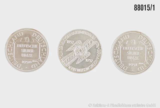 Konvolut Silbermedaillen 3 Stück, 1x 40 J. Gedenkmünze, Silber 999