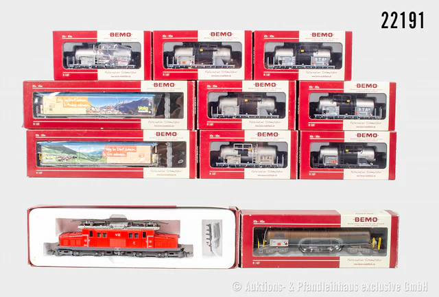 Bemo H0m Güterzug: E-Lok, BVZ, BN 12 & 9 Wagen, Z 1-2, überw. OVP