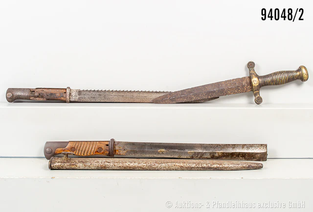 Konv. 9 Seitengewehre/Faschinenmesser, versch. Länder und Epochen