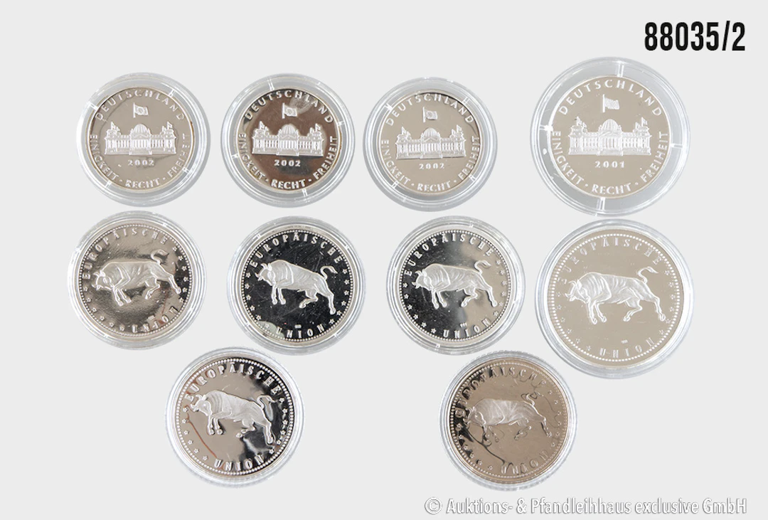 BRD Konvolut Medaillen 10 Stück, 1x Brandenburger Tor 2001, 2x 10