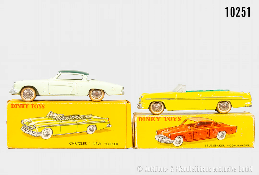 Dinky Toys Modellfahrzeuge, 24 A Chrysler "New Yorker" und 24 Y Studebaker
