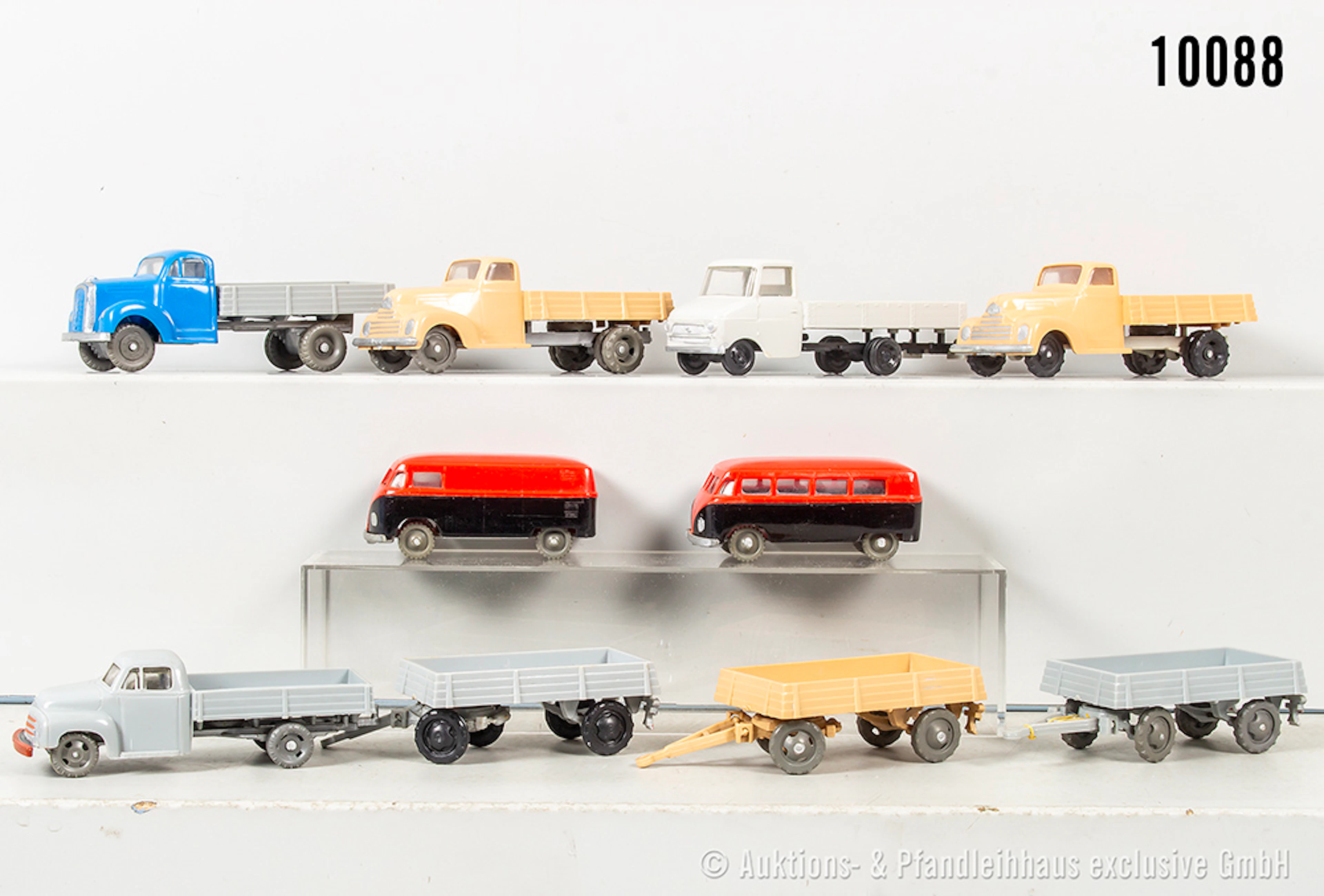 Siku Plastik Modellfahrzeuge, dabei Volkswagen T 1 Bus, V 168 Opel