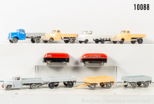 Siku Plastik Modellfahrzeuge, dabei Volkswagen T 1 Bus, V 168 Opel