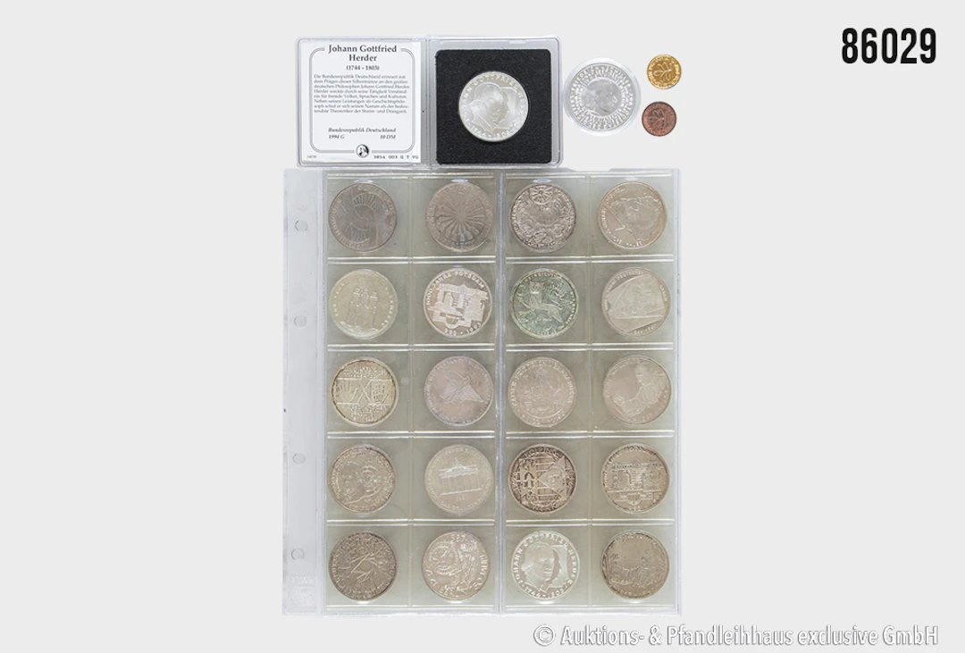 BRD Konvolut 24 Münzen, 2x 10 DM Olympiade 1972, 19x 10 DM Gedenkmünzen