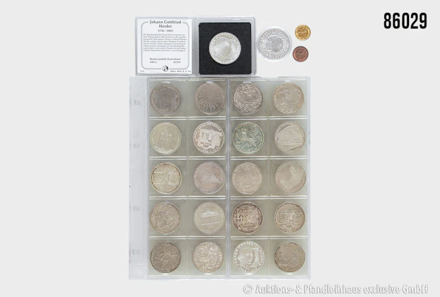 BRD Konvolut 24 Münzen, 2x 10 DM Olympiade 1972, 19x 10 DM Gedenkmünzen