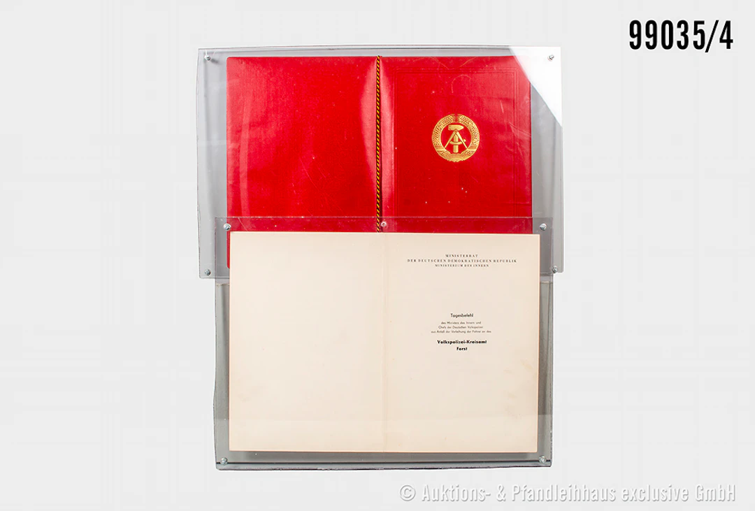 DDR Volkspolizei Ehrenbanner "Volkspolizei-Kreisamt Forst", komplett