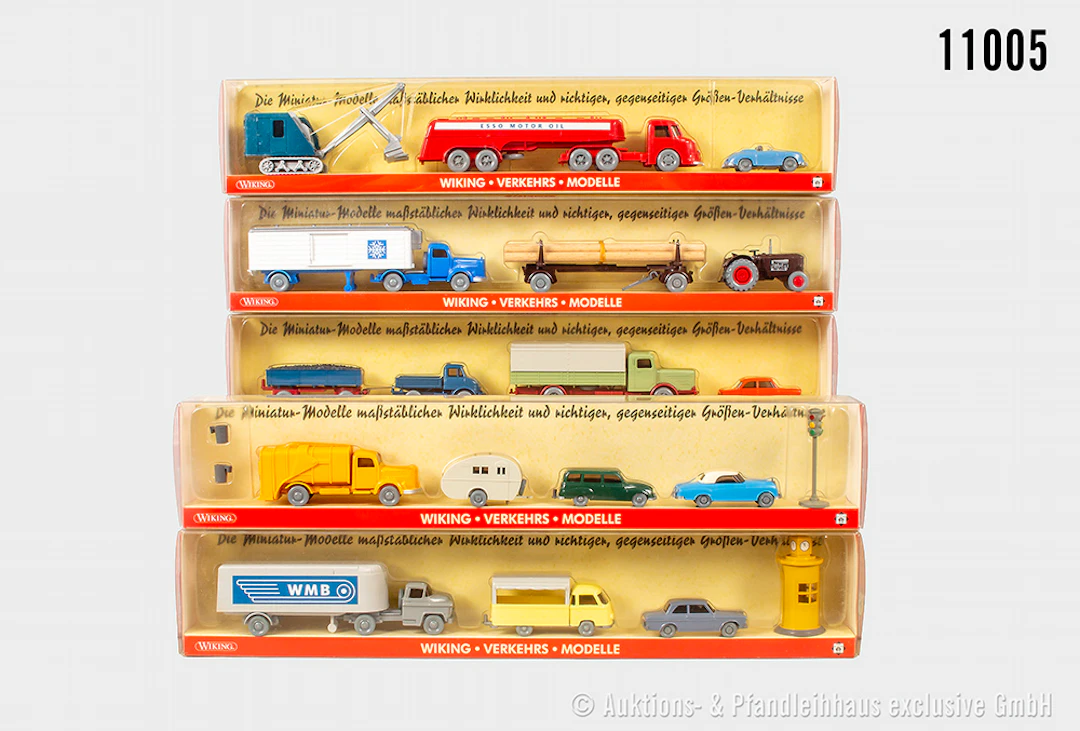5 Wiking H0 Setpackungen Verkehrsmodelle, Ausgabe Nr. 10, 11, 15
