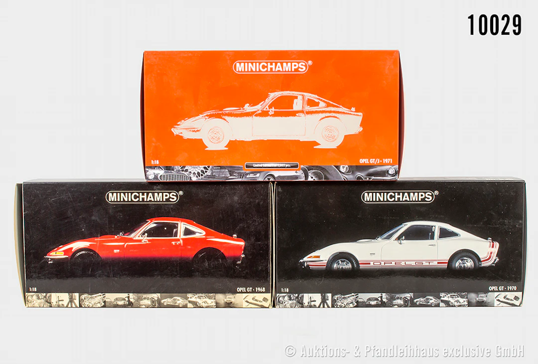 Minichamps Modellfahrzeuge, Opel GT 1968 , 1970 und GT/J 1971, Metall