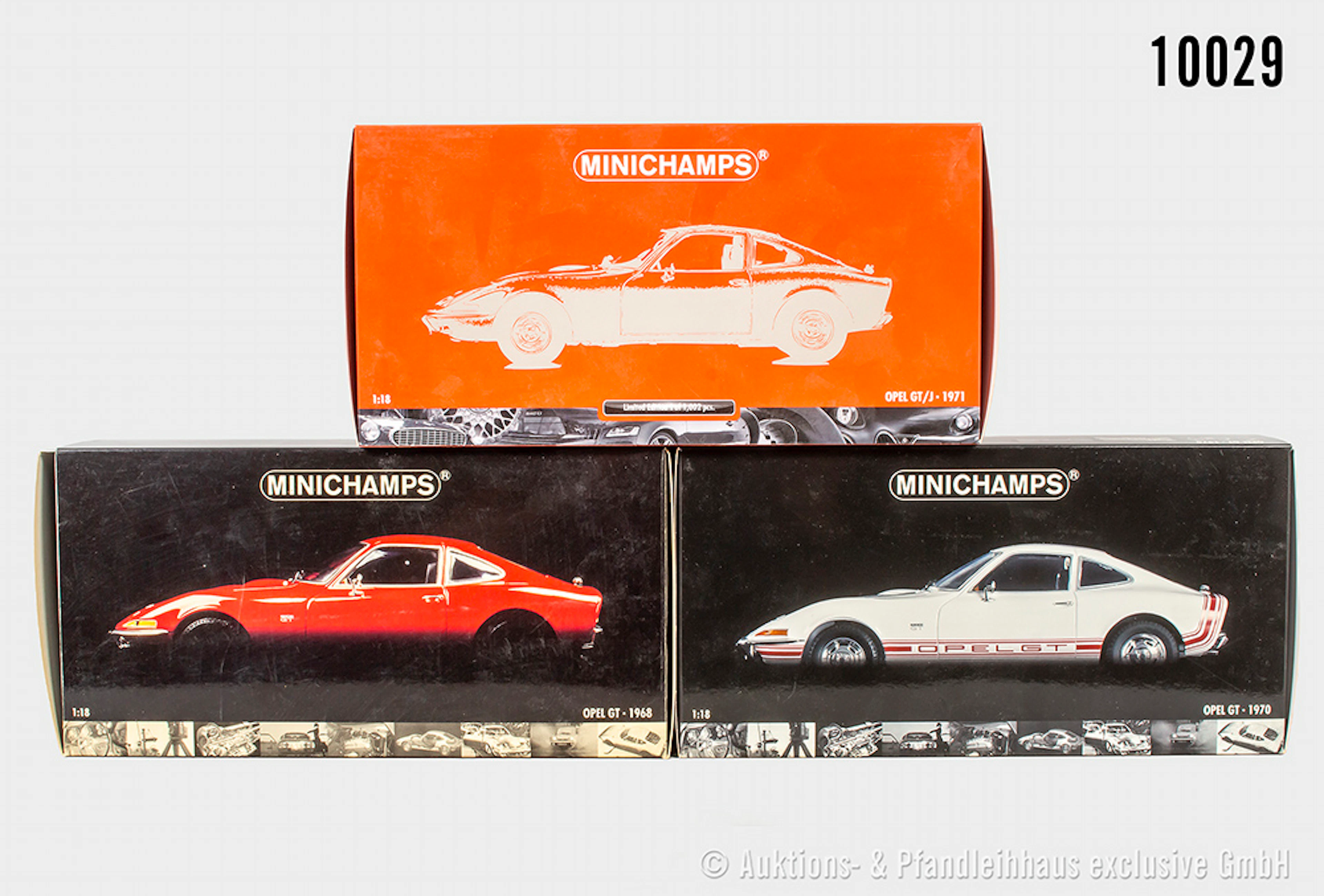 Minichamps Modellfahrzeuge, Opel GT 1968 , 1970 und GT/J 1971, Metall