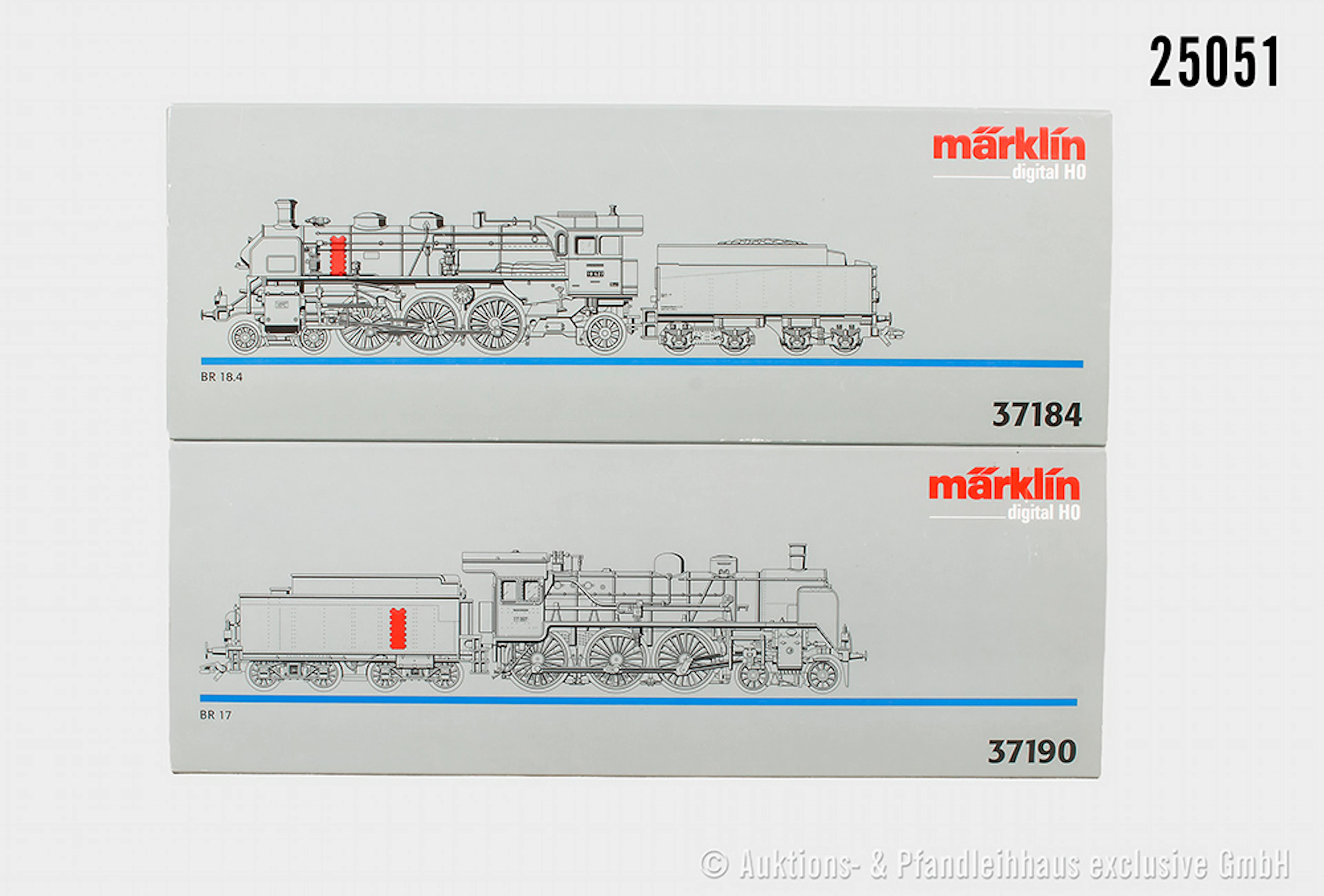 2x Märklin digital H0, Dampflok, DRG: 37190 BN 17 007 & 37184, BN