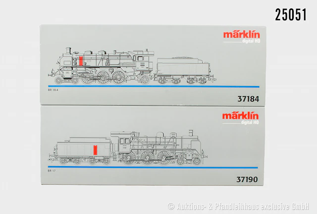 2x Märklin digital H0, Dampflok, DRG: 37190 BN 17 007 & 37184, BN