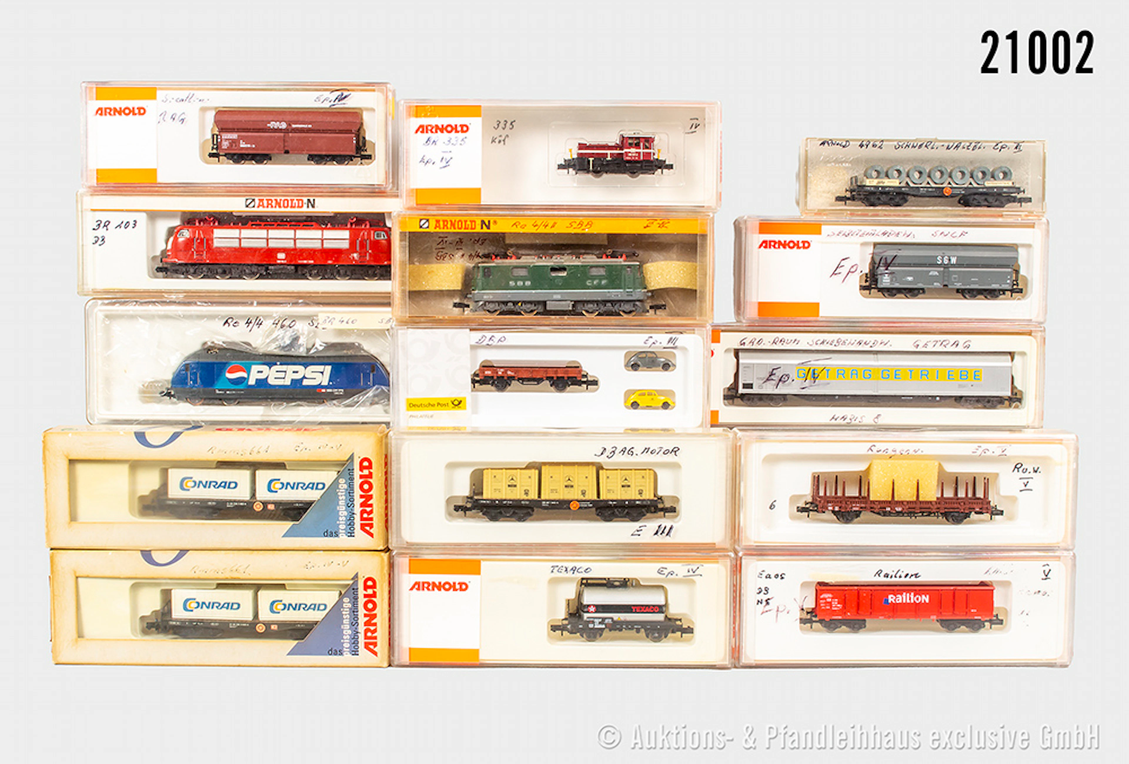 Arnold/Trix Spur N Personenzug: 3x E-Loks: 2412, SBB, RE 4/4, BN 1118