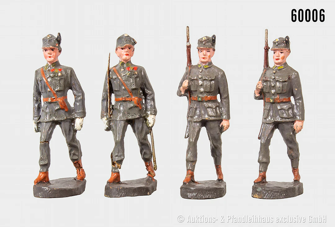 Elastolin ungemarkt, österreichische Heimwehr Figuren im Marsch, 1