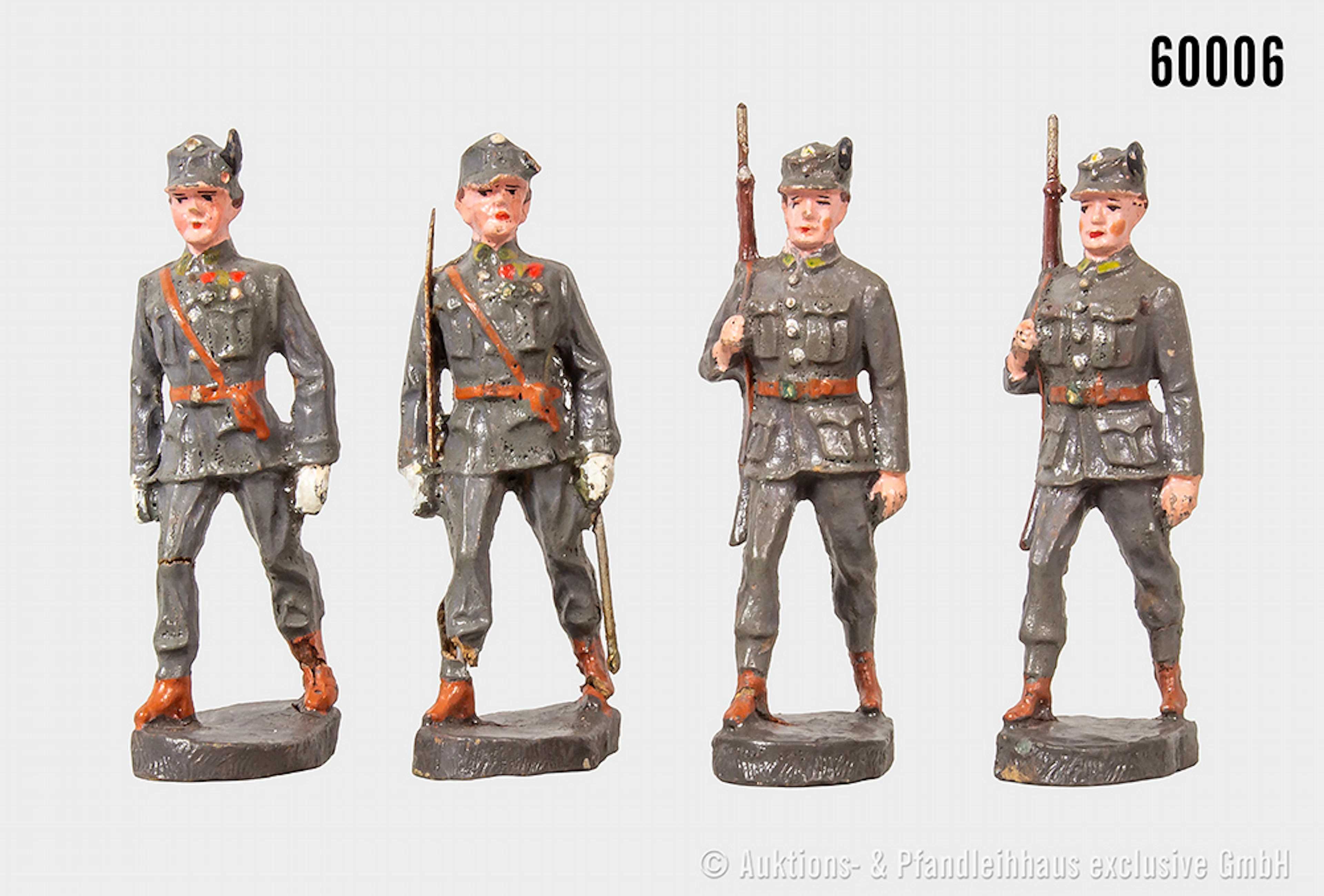 Elastolin ungemarkt, österreichische Heimwehr Figuren im Marsch, 1