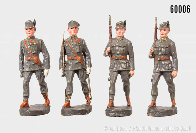 Elastolin ungemarkt, österreichische Heimwehr Figuren im Marsch, 1