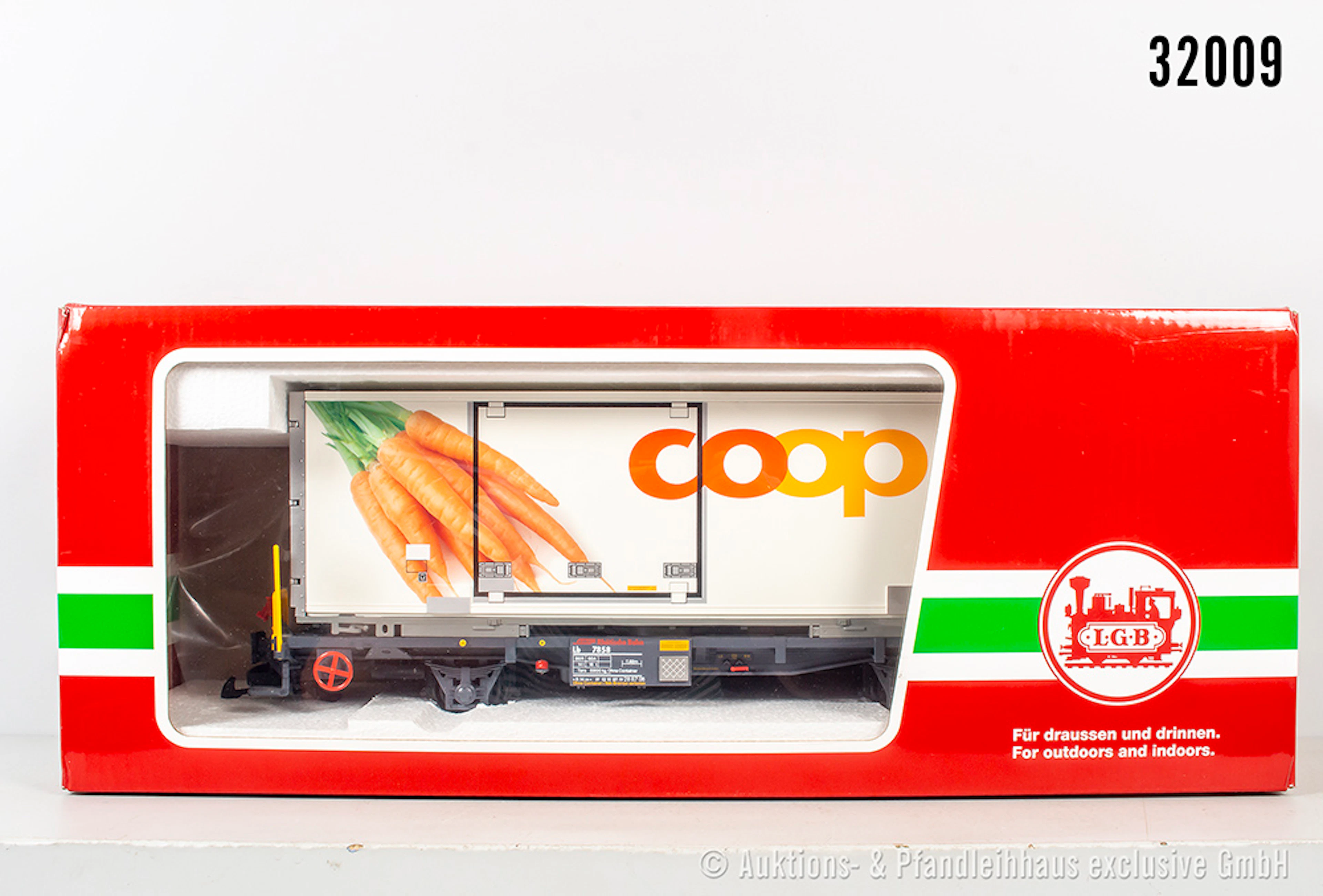 LGB Spur 2m: 45898-02 Containerwagen, RhB, ?Coop mit Möhren?, Z 1-2, OVP