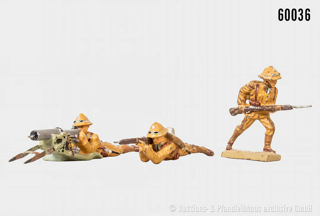 Lineol Afrikakorps Figuren, Masse, 7 cm, Altersspuren sonst Z 1-2